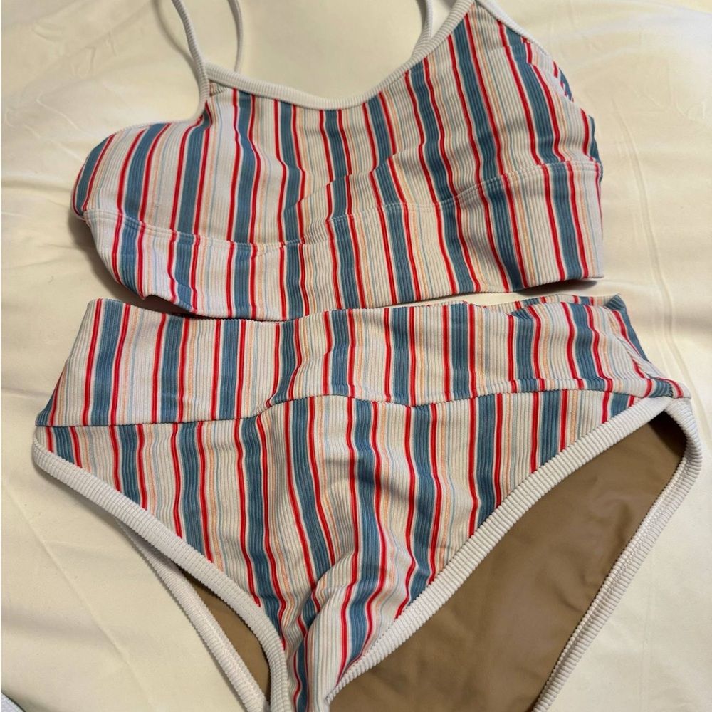 LainSnow Red and Blue Bikini Retro-Inspired Swimwear